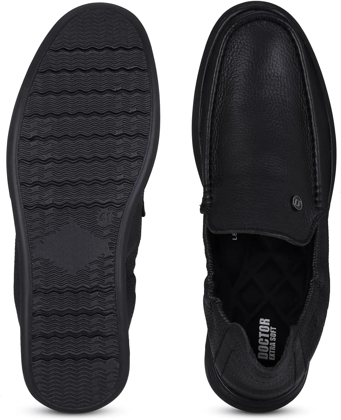 Classic Genuine Leather Formal Shoes for Men with Memory Foam Cushion| Ultra Lightweight & Comfortable|Stylish & Flexible|Parties,Occasions,Office,Wedding,Casual|Black Slip On D-805