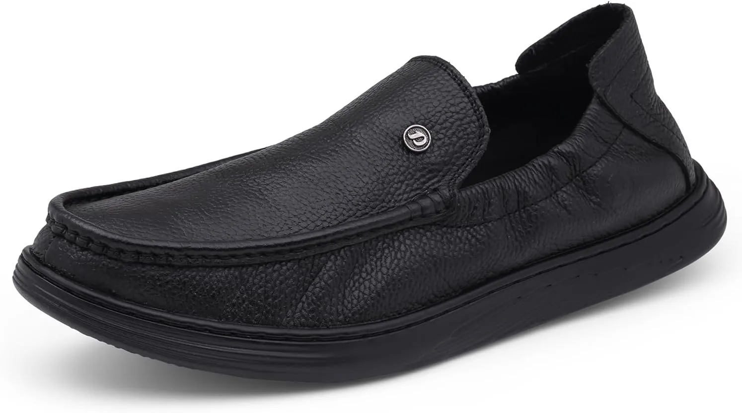 Classic Genuine Leather Formal Shoes for Men with Memory Foam Cushion| Ultra Lightweight & Comfortable|Stylish & Flexible|Parties,Occasions,Office,Wedding,Casual|Black Slip On D-805