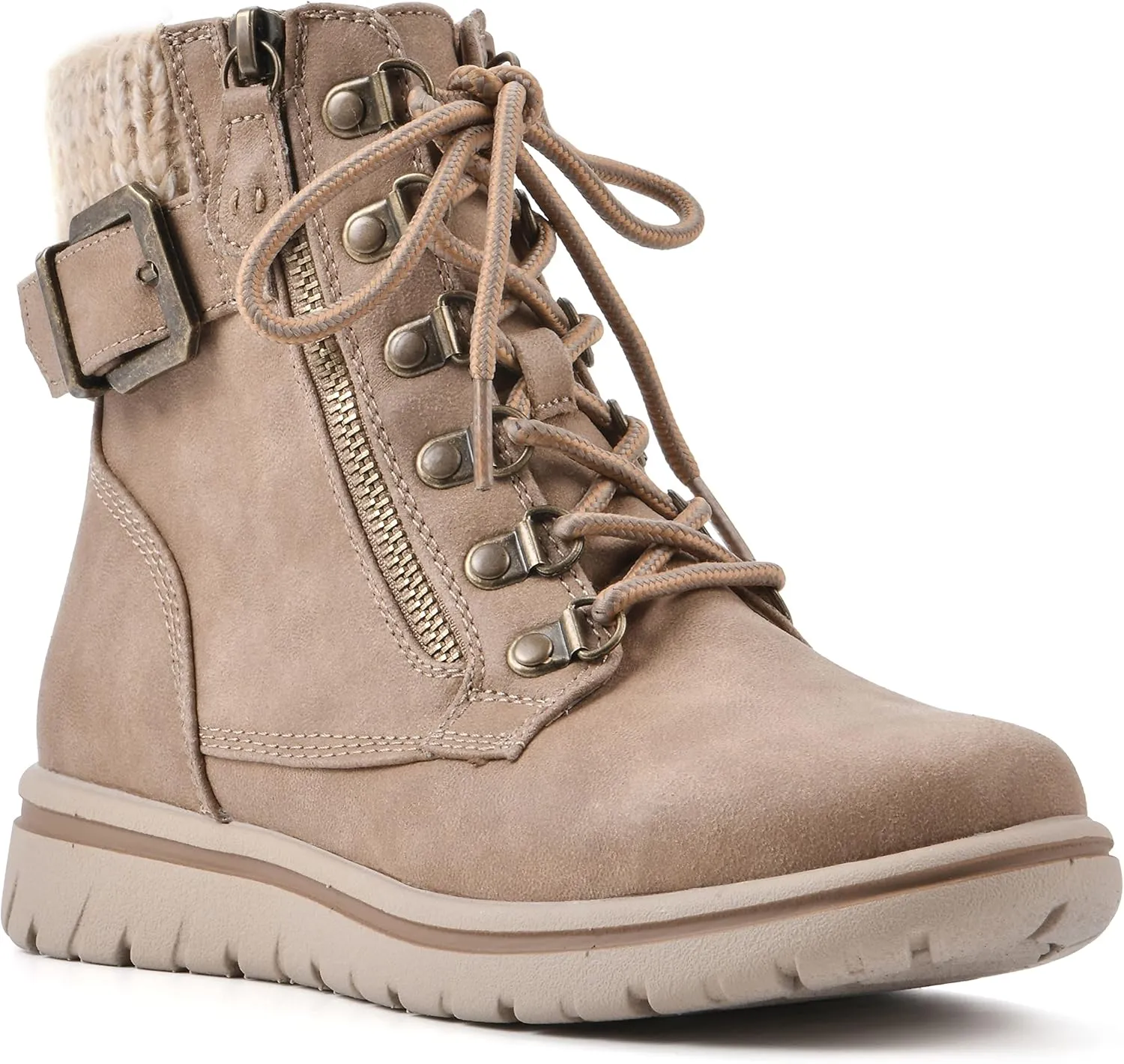 CLIFFS BY WHITE MOUNTAIN Women's Hearty Cushioned Lace-Up City Hiker Ankle Boot