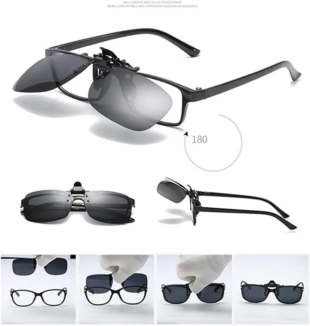 Clip on Flip up Polarized Lens For Prescription Glasses UV Protection Sunglasses (Clear lenses not Polarized)