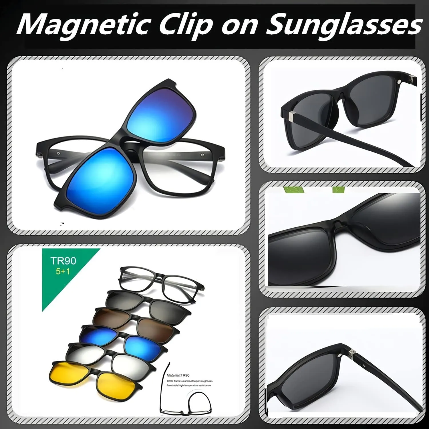 Clip on Flip up Polarized Lens For Prescription Glasses UV Protection Sunglasses (Clear lenses not Polarized)