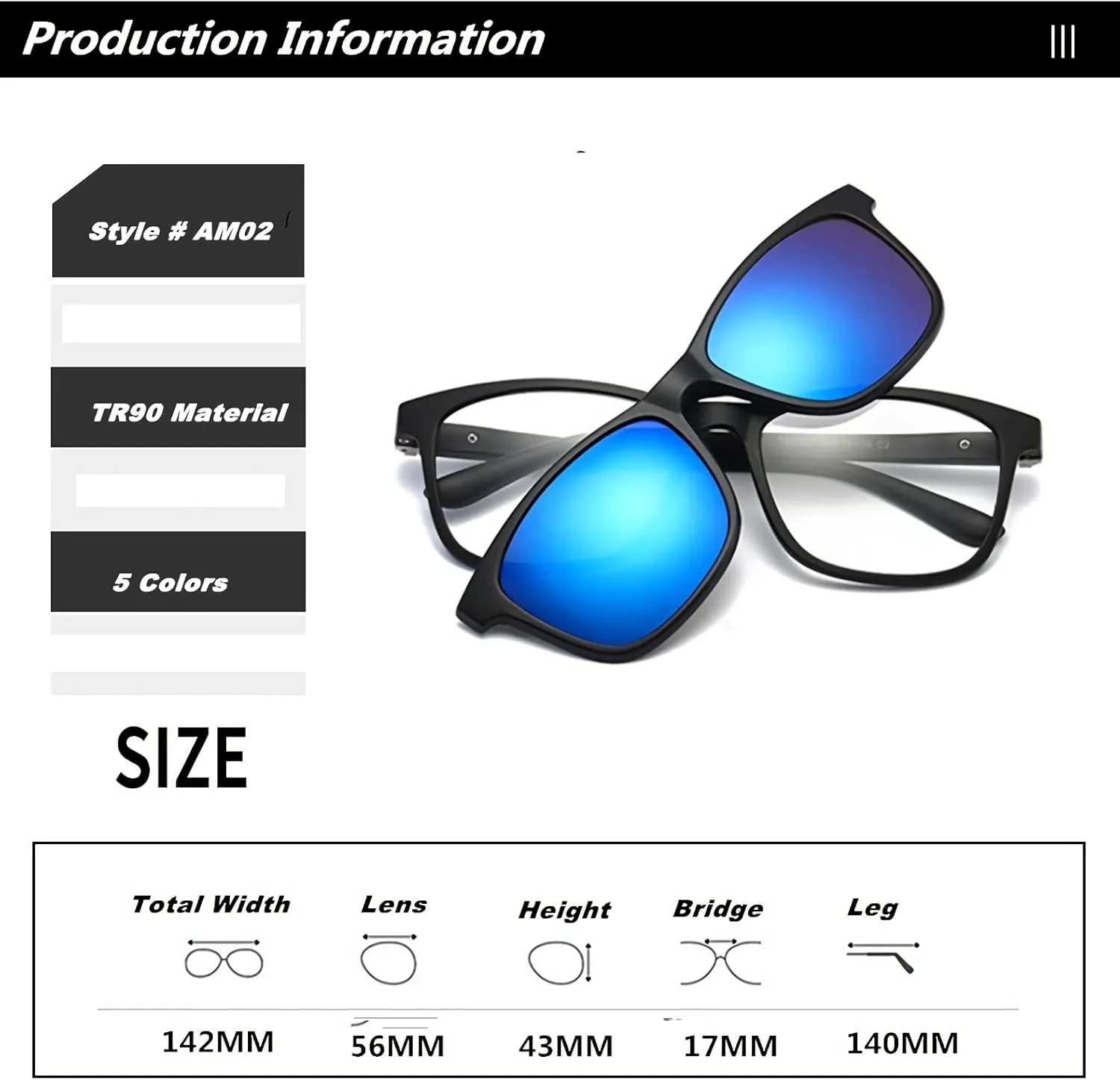 Clip on Flip up Polarized Lens For Prescription Glasses UV Protection Sunglasses (Clear lenses not Polarized)