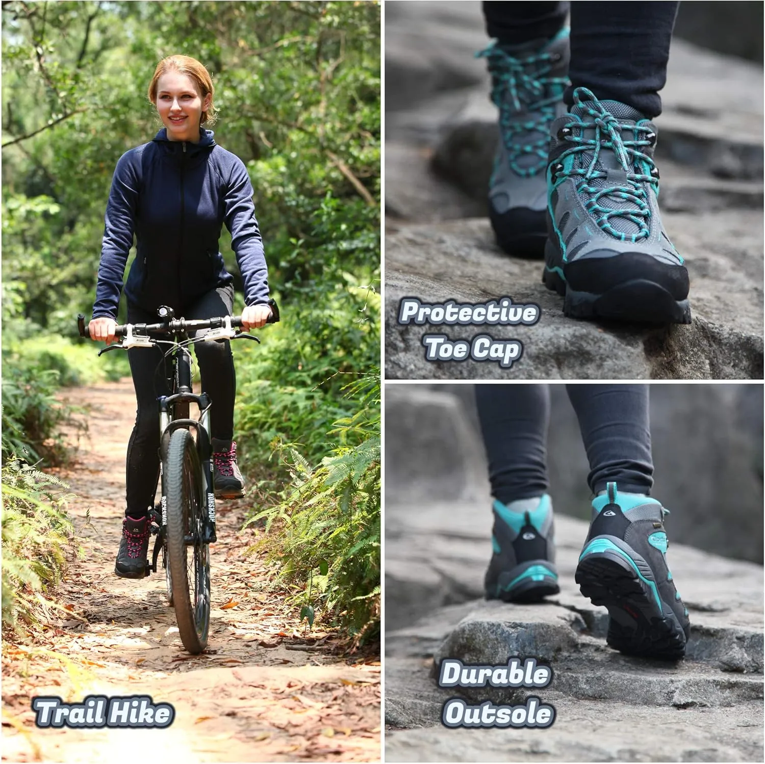Clorts Women's Hiker Waterproof Lightweight Hiking Camping Boot Outdoor High-Traction Grip Backpacking Shoe