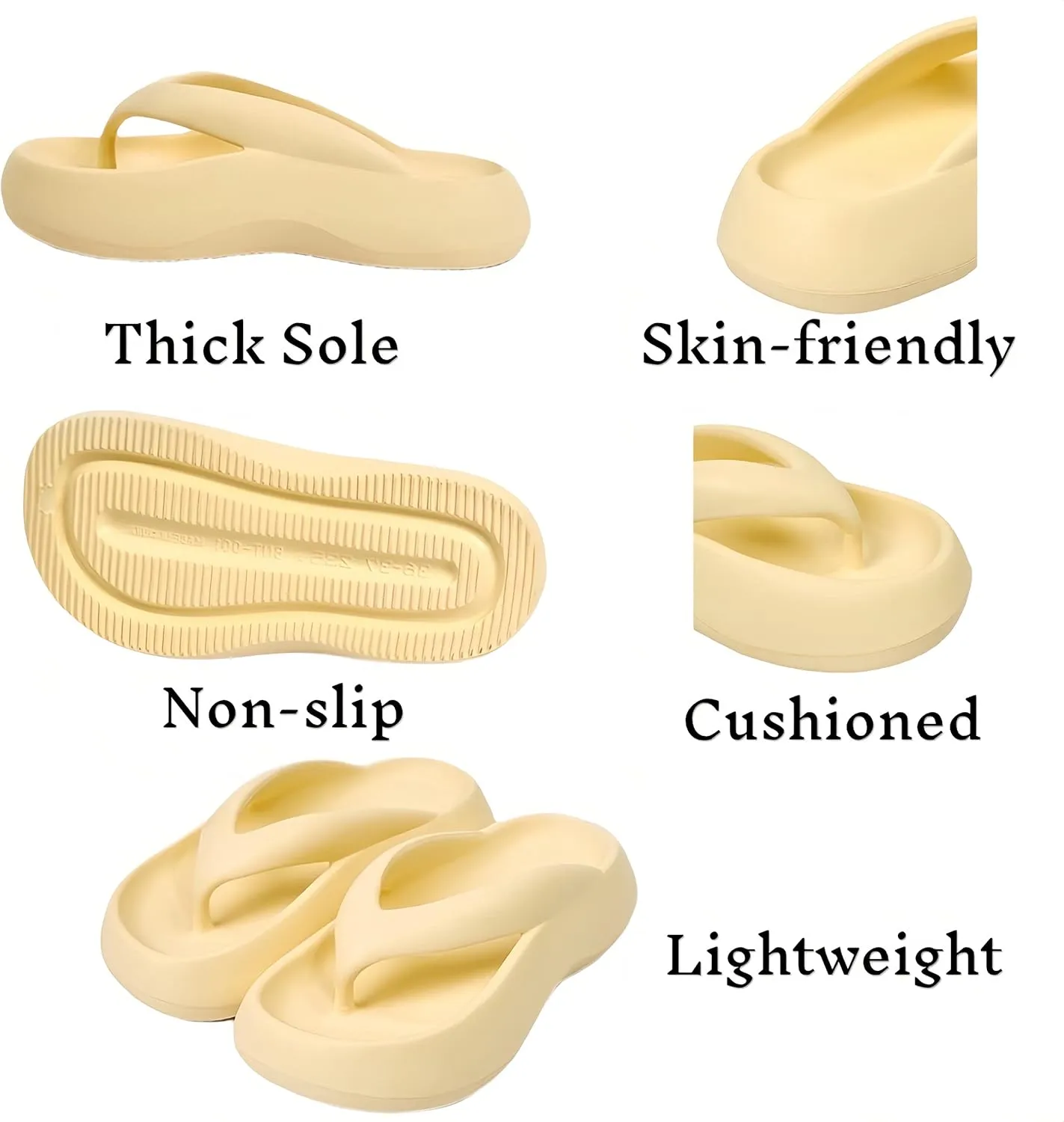 Cloud Comfy Flip Flops for Women Lightweight Thicken Sole Pillow Slippers Cute Cushioned Slippers Soft Foam Non-Slip Shower Bathroom Slides Sandals Cozy EVA Indoor and Outdoor