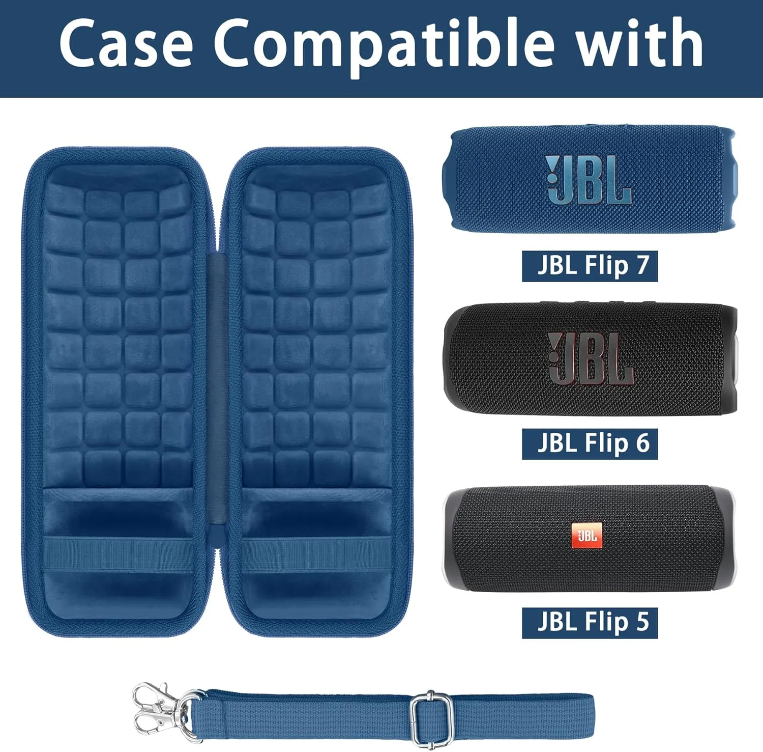 co2CREA Hard Travel Case Replacement for JBL Flip 7 Flip 6 FLIP 5 Waterproof Portable Bluetooth Speaker (Light Blue Case)