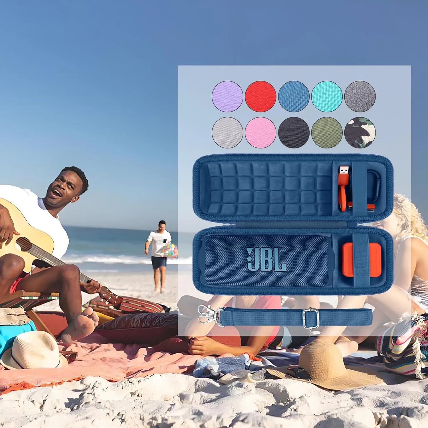 co2CREA Hard Travel Case Replacement for JBL Flip 7 Flip 6 FLIP 5 Waterproof Portable Bluetooth Speaker (Light Blue Case)