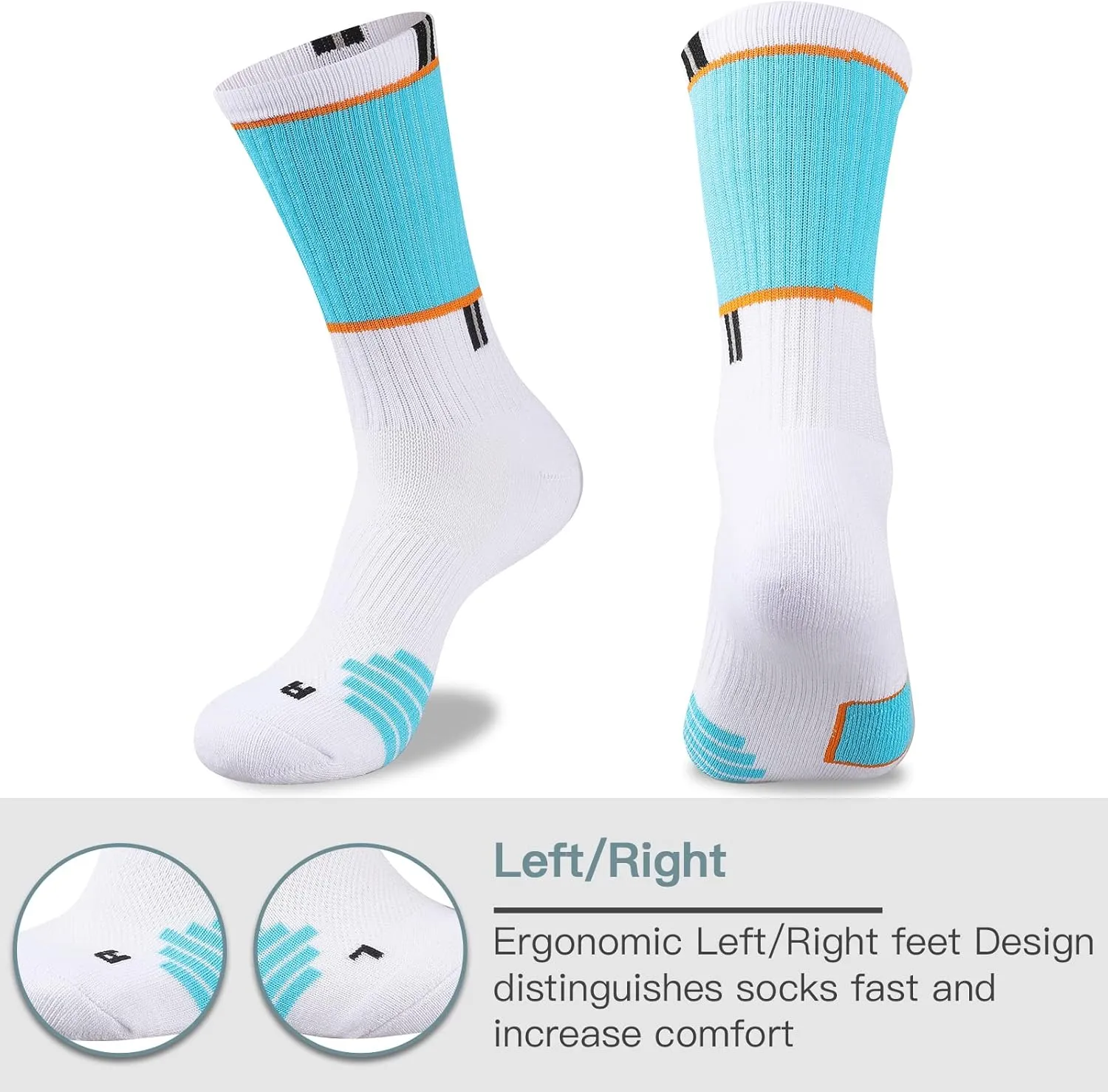 COOPLUS Mens 5 Pairs Hiking Crew Socks Athletic Cushioned breathable Trekking Socks Multi Performance