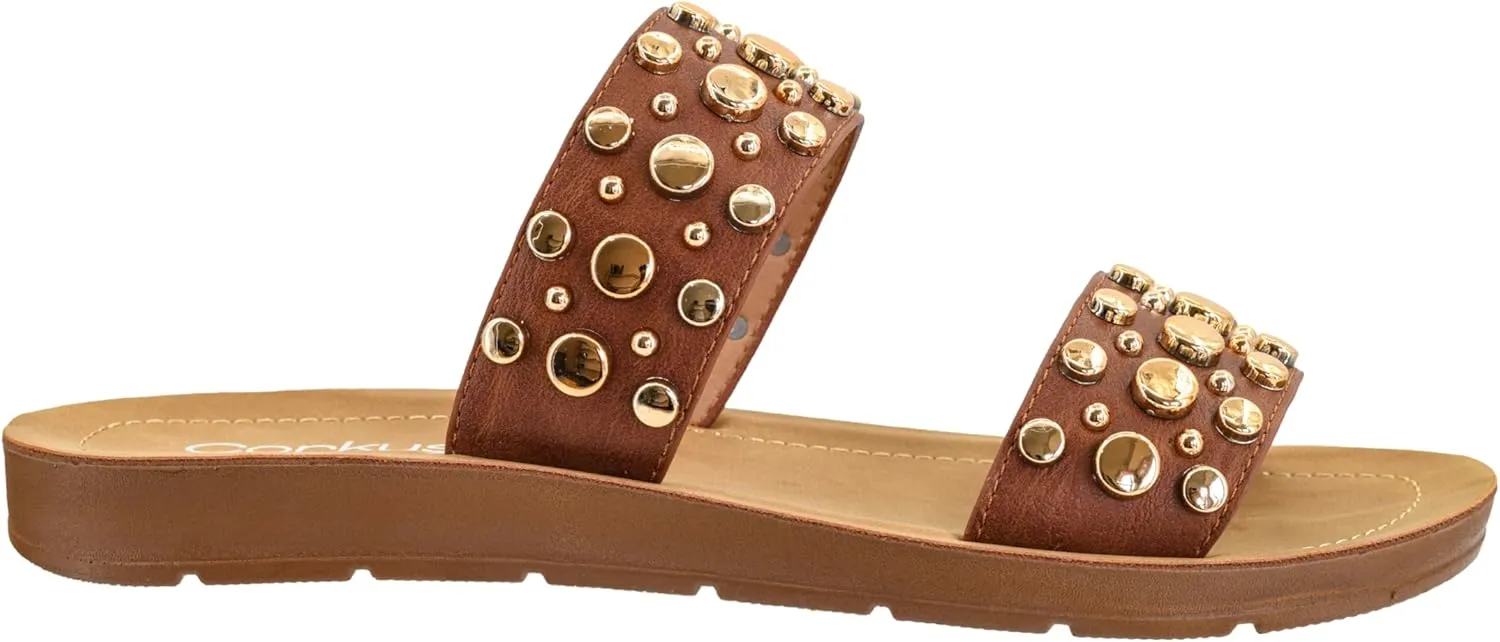 Corkys Footwear Women's Double Take Two Strap Sandal - Stylish, Comfortable, Versatile Summer Footwear, Perfect for Casual & Dressy Outfits, Lightweight