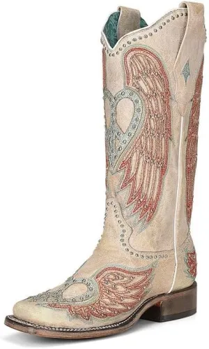 Corral Women's Heart and Wing Western Boot Square Toe - A4314