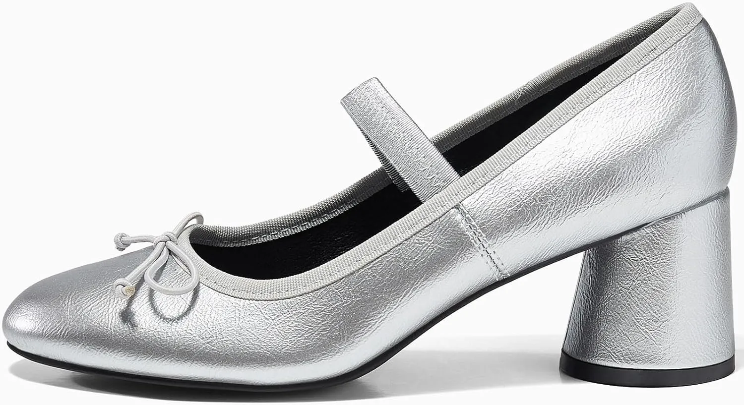Coutgo Womens Mary Jane Shoes Bowknot Ballet Pumps Closed Toe Chunky Low Heels Dress Casual Wedding Shoes