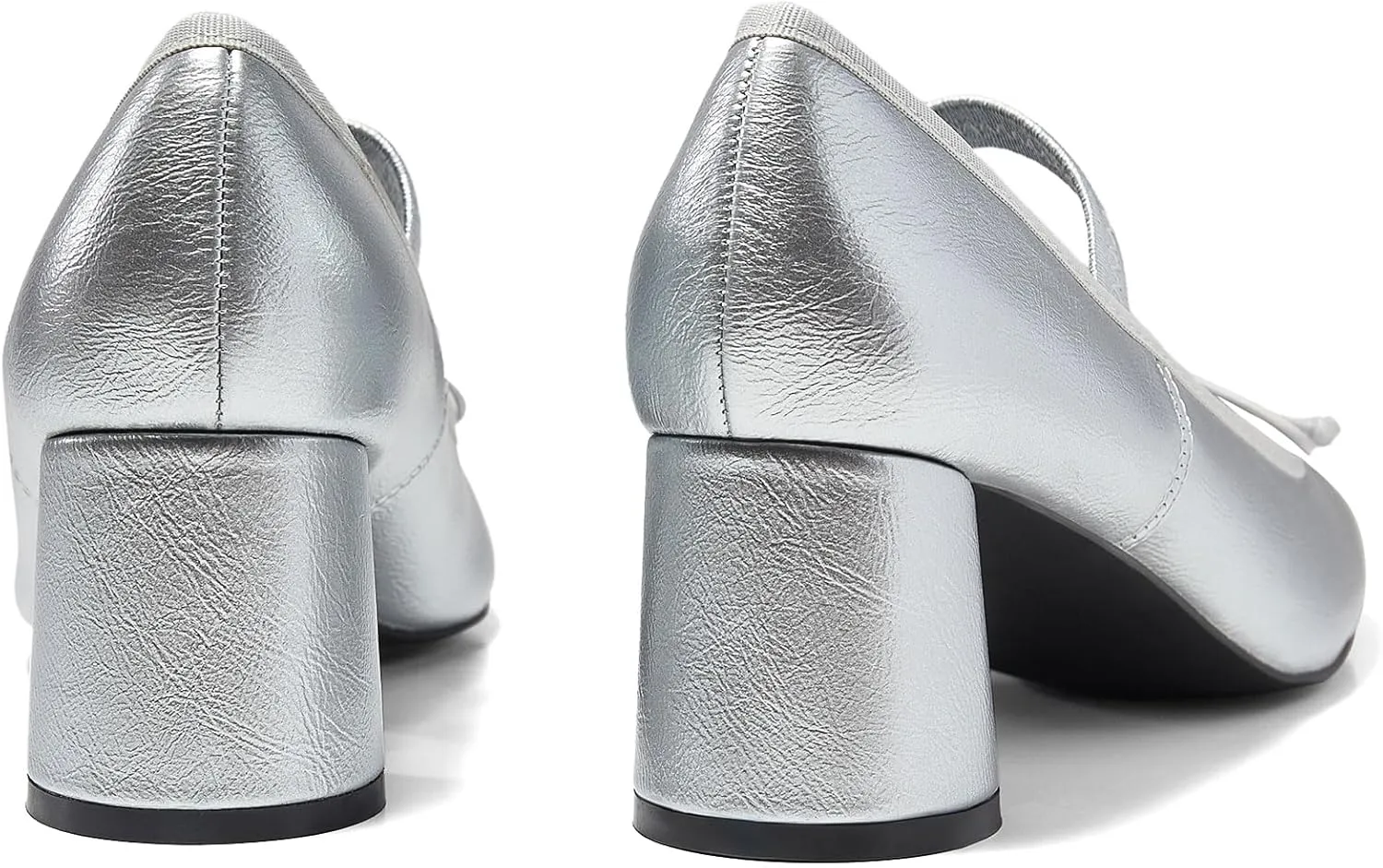 Coutgo Womens Mary Jane Shoes Bowknot Ballet Pumps Closed Toe Chunky Low Heels Dress Casual Wedding Shoes