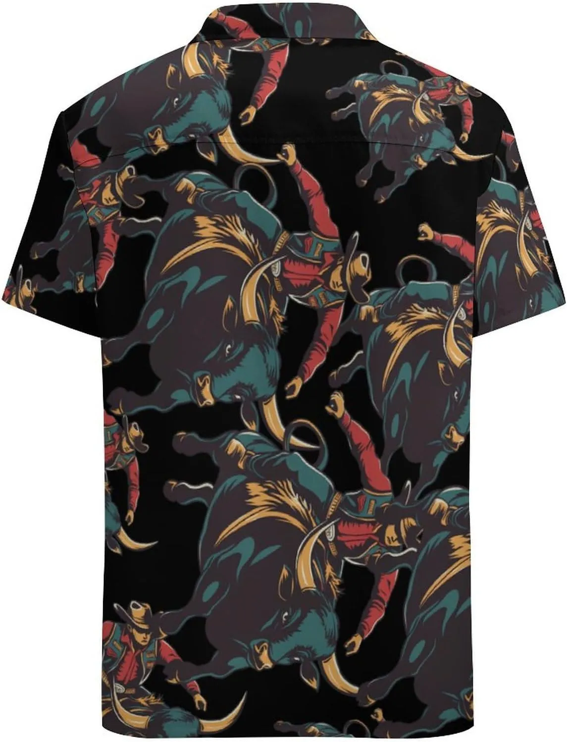 Cow Rider Riding Sports Men's Short Sleeve Shirts Casual Button Down Shirt Dress Tee Tops for Beach Work