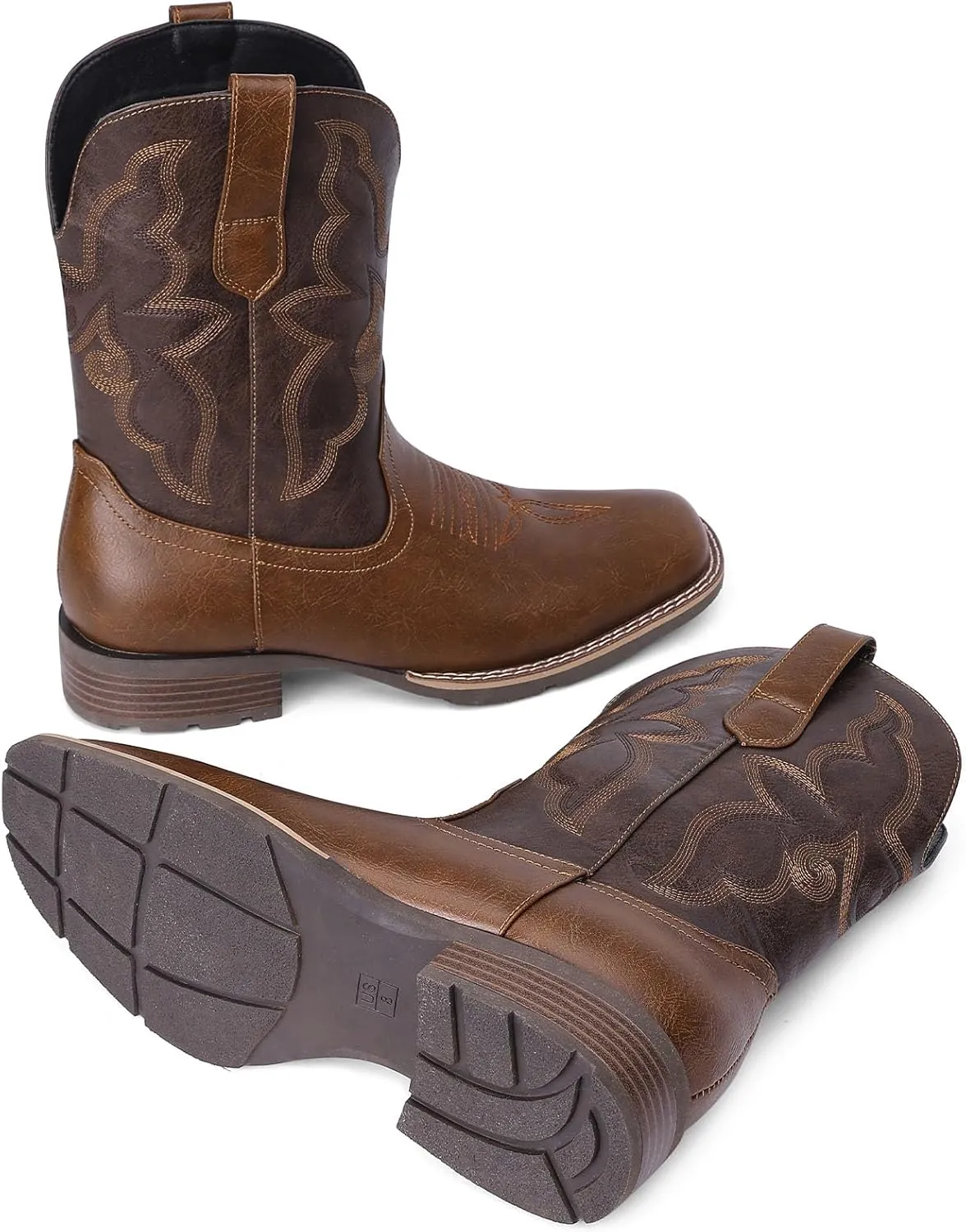 Cowboy Boots For Men - Western Boot Men's Cowboy Boots With Square Toe | Cowboy Western Boot | Pull-on Boots| Old West Style Embroidered