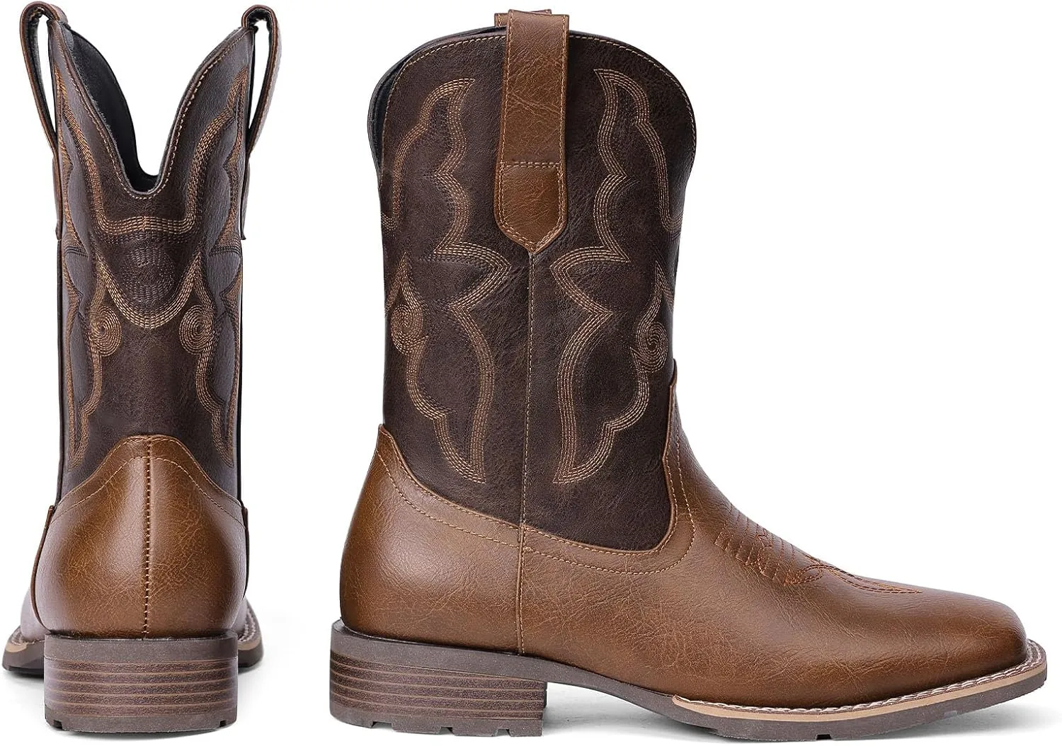 Cowboy Boots For Men - Western Boot Men's Cowboy Boots With Square Toe | Cowboy Western Boot | Pull-on Boots| Old West Style Embroidered
