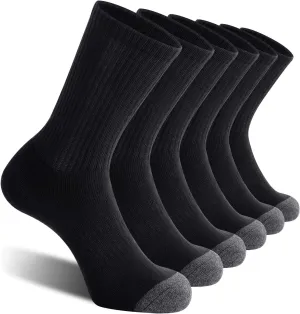 CS CELERSPORT 6 Pack Men's Cotton Athletic Crew Socks Full Cushioned Work Boot Socks