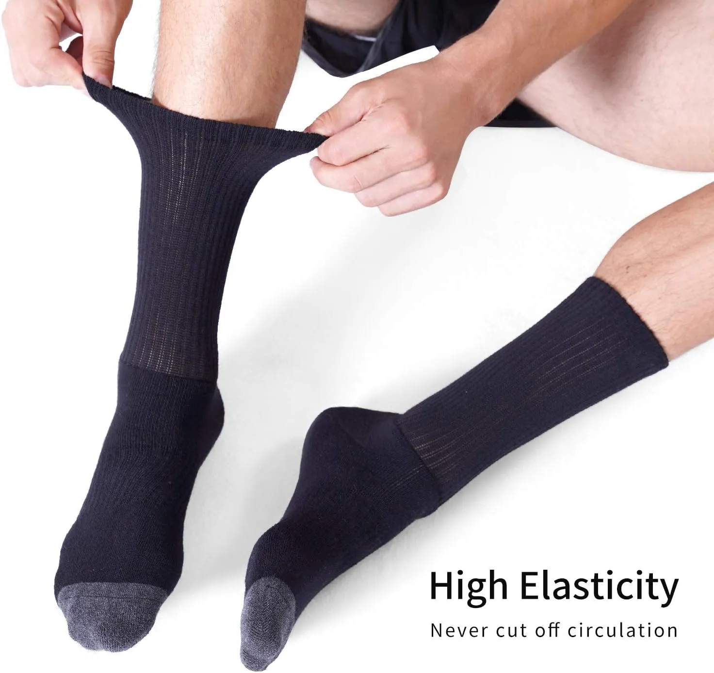 CS CELERSPORT 6 Pack Men's Cotton Athletic Crew Socks Full Cushioned Work Boot Socks