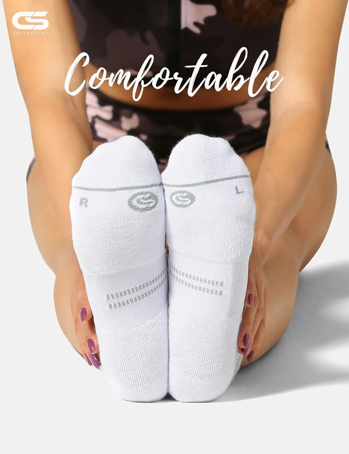 CS CELERSPORT 6 Pack Women's Ankle Running Socks Cushioned Low Cut Tab Athletic Socks