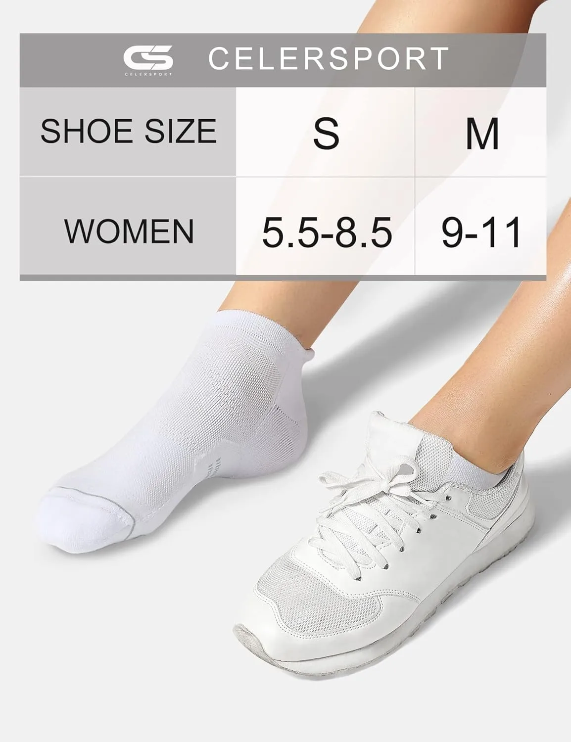 CS CELERSPORT 6 Pack Women's Ankle Running Socks Cushioned Low Cut Tab Athletic Socks