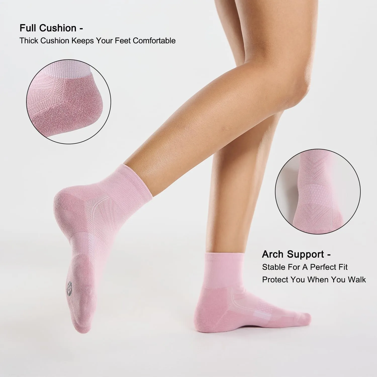 CS CELERSPORT 6 Pairs Women's Running Ankle Socks Athletic Sport Socks Cushioned