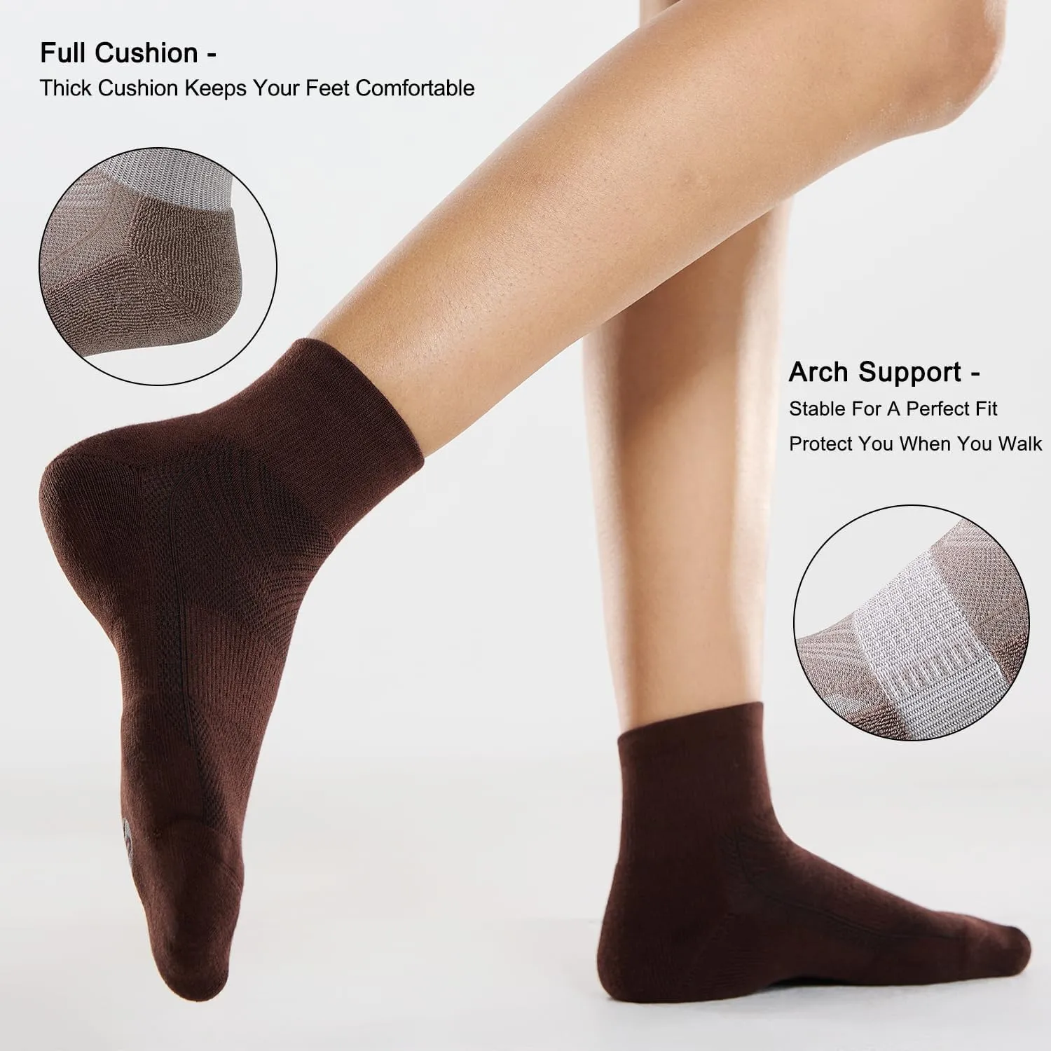 CS CELERSPORT 6 Pairs Women's Running Ankle Socks Athletic Sport Socks Cushioned