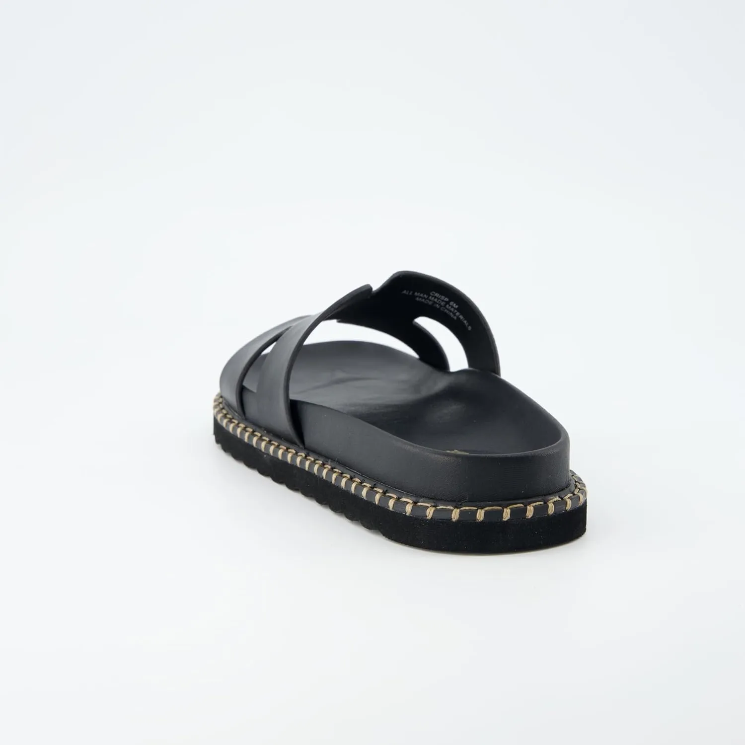 CUSHIONAIRE Crisp Women’s Slide Sandal – Faux Leather Cutout Slip-On with Artisan Stitching & Memory Foam, Wide Widths Available