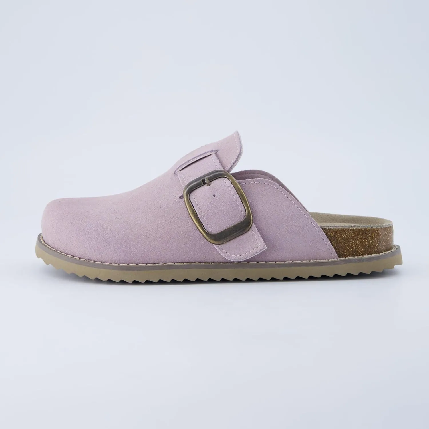 CUSHIONAIRE Women's Blain Genuine Suede Slip-On Clogs with   Memory Foam & Chic Buckle Mule - Comfortable, Non-Slip, Wide Widths Available