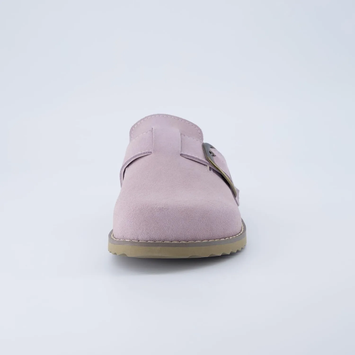 CUSHIONAIRE Women's Blain Genuine Suede Slip-On Clogs with   Memory Foam & Chic Buckle Mule - Comfortable, Non-Slip, Wide Widths Available