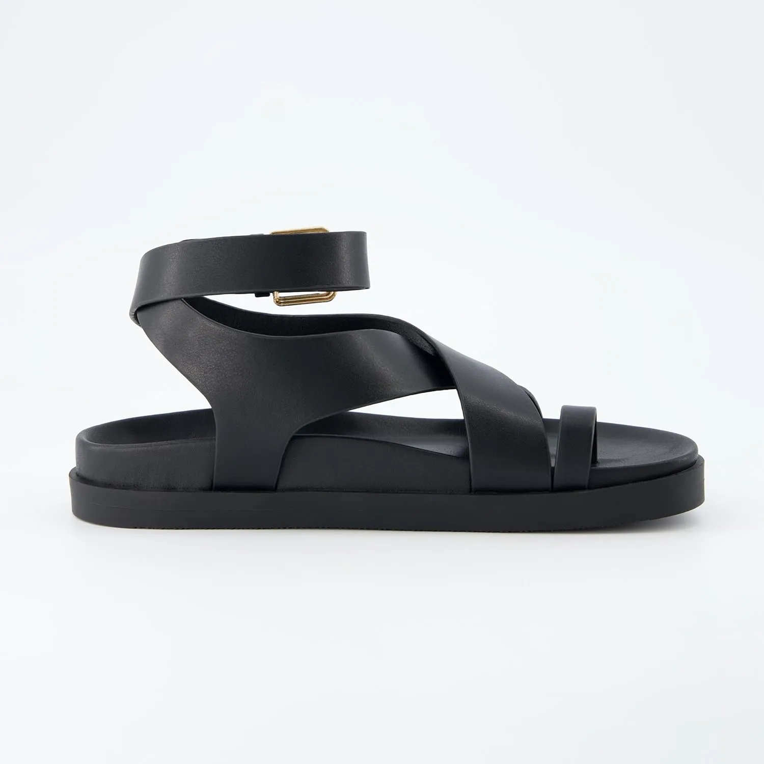 CUSHIONAIRE Women's Entry ankle wrap footbed sandal with  Comfort, Wide Widths Available