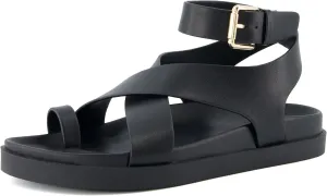 CUSHIONAIRE Women's Entry ankle wrap footbed sandal with  Comfort, Wide Widths Available
