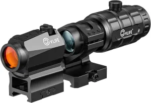 CVLIFE JackalHowl Red Dot Sight & 3X Magnifier Combo Set, 2 MOA Motion Awake Red Dot Optics and Flip-to-Side Magnifier Kit, Absolute Co-Witness Mount