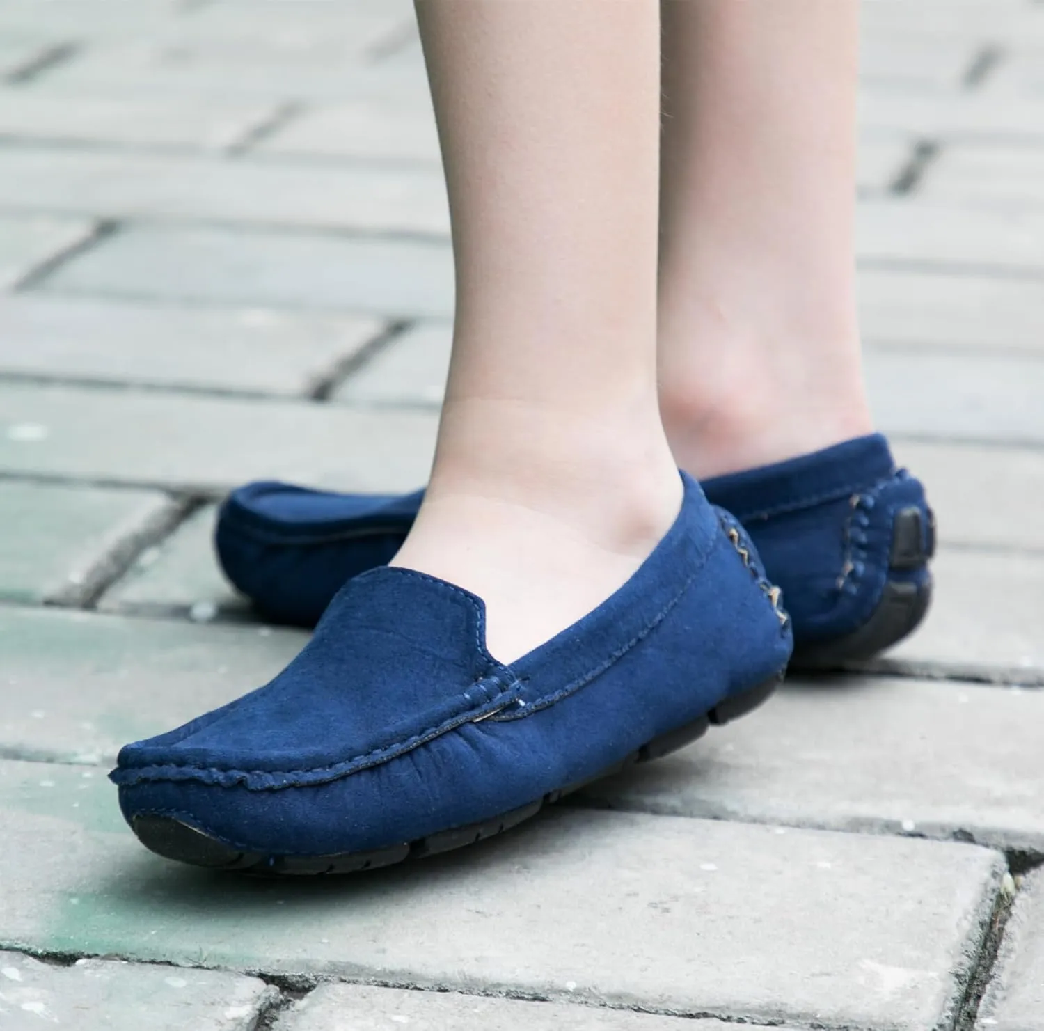 DADAWEN Toddler Little Kid Boys Girls Soft Suede Leather Slip On Penny Loafer Dress Shoes Moccasin Flat Boat Shoes Wedding Church Oxford