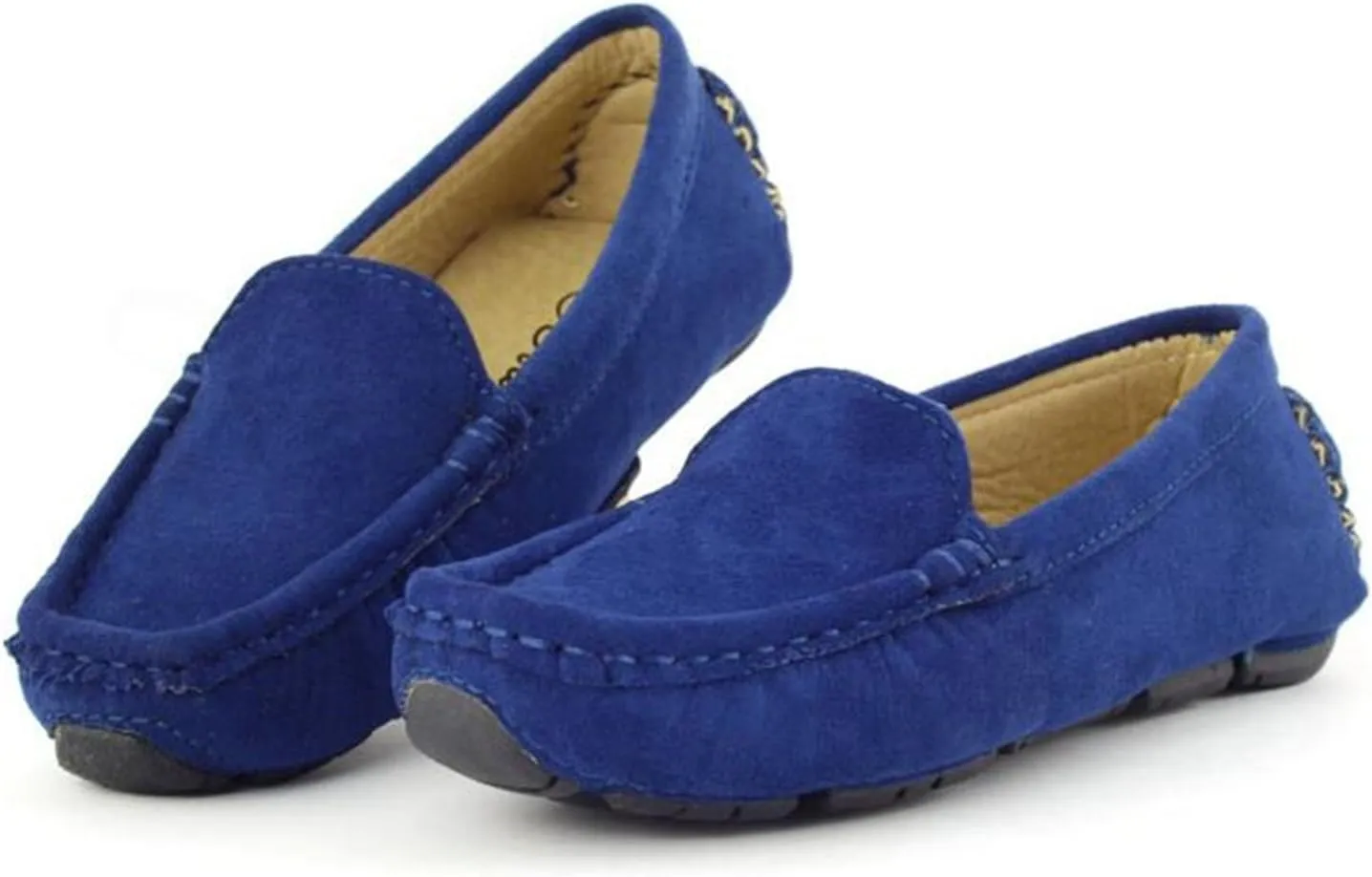 DADAWEN Toddler Little Kid Boys Girls Soft Suede Leather Slip On Penny Loafer Dress Shoes Moccasin Flat Boat Shoes Wedding Church Oxford