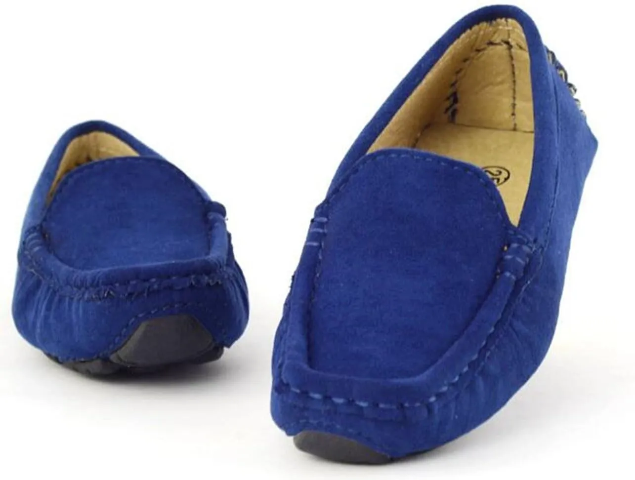 DADAWEN Toddler Little Kid Boys Girls Soft Suede Leather Slip On Penny Loafer Dress Shoes Moccasin Flat Boat Shoes Wedding Church Oxford