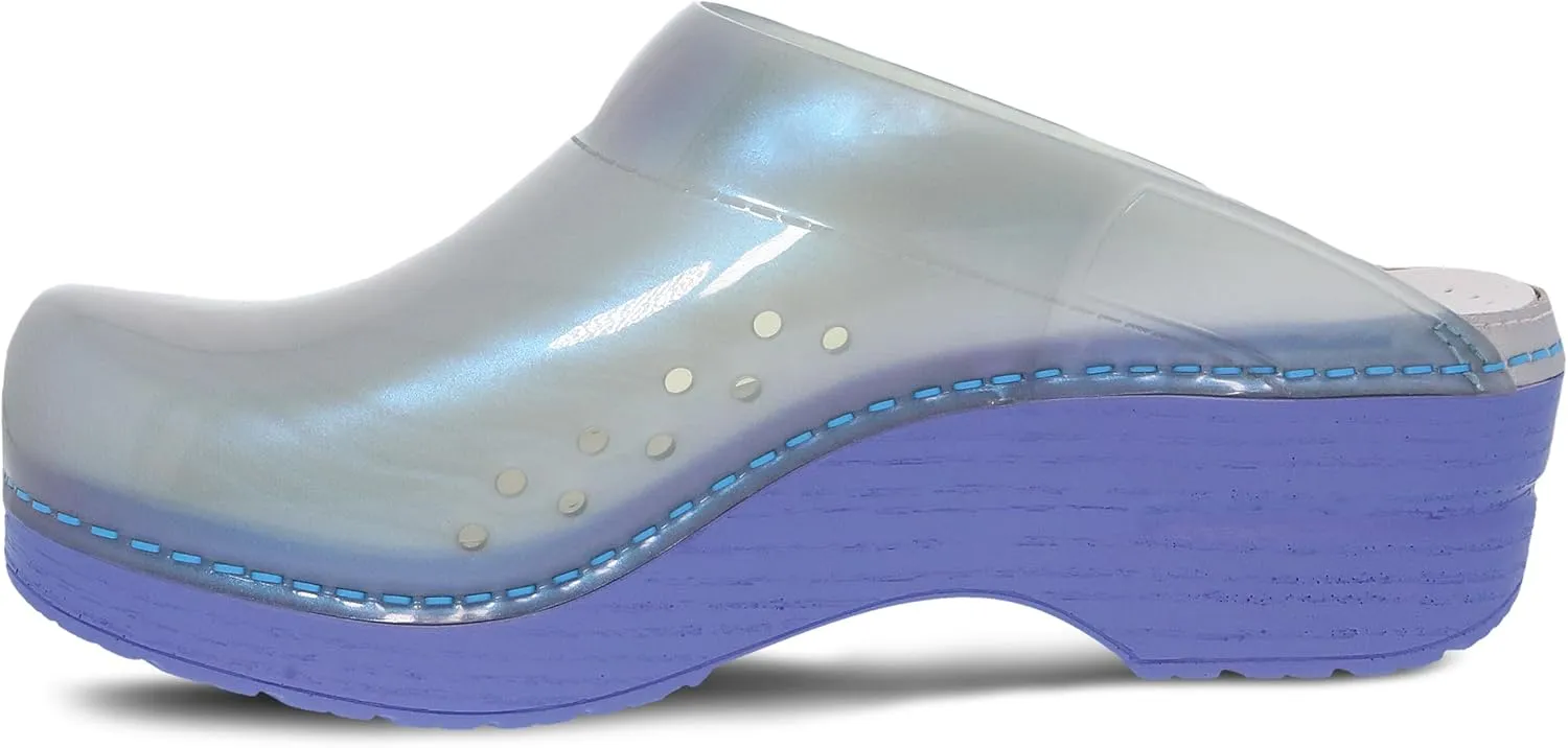 Dansko Sonja Translucent Slip-on Mule Clog for Women - Anti-Fatigue Rocker Bottom Promotes Forward Foot Motion - Jelly-Soft, Candy-Colored Shell