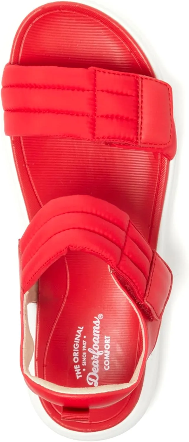 Dearfoams Women's Comfortable Strap Thea Easy on Off Cushioned Lightweight Walking Shoe Sandal Flat