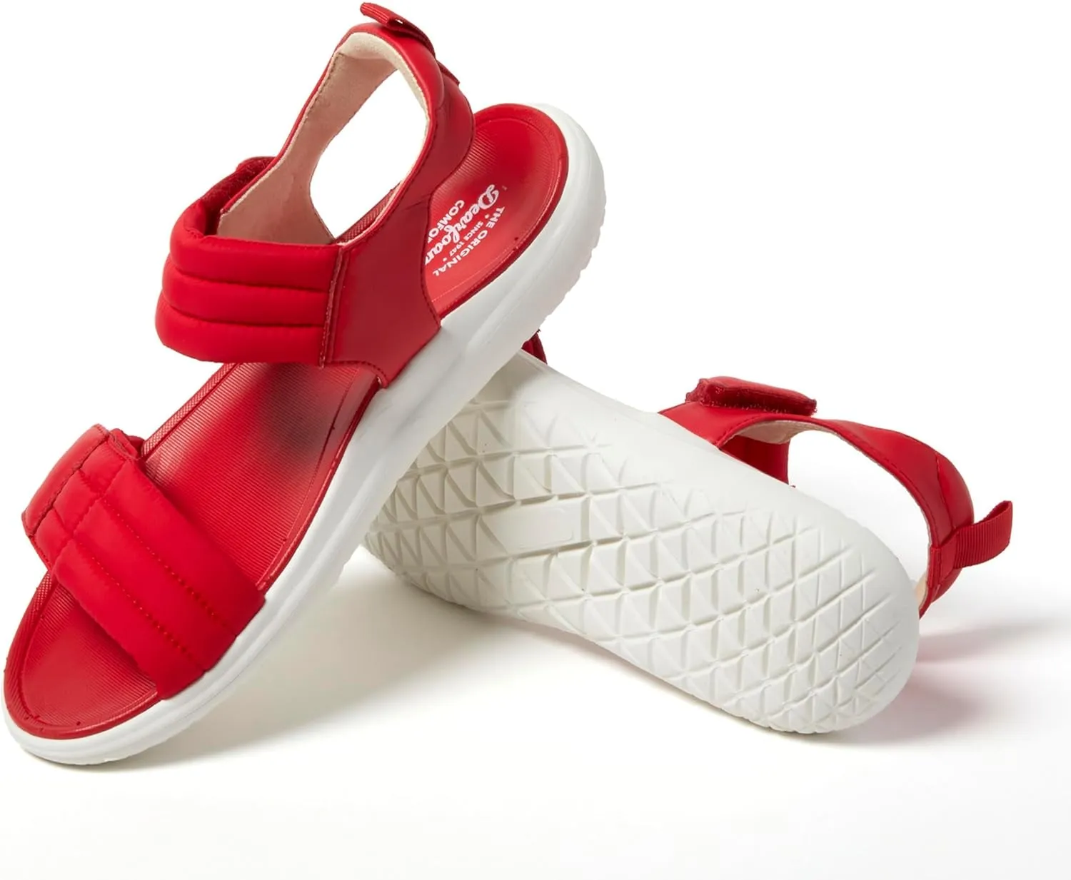 Dearfoams Women's Comfortable Strap Thea Easy on Off Cushioned Lightweight Walking Shoe Sandal Flat