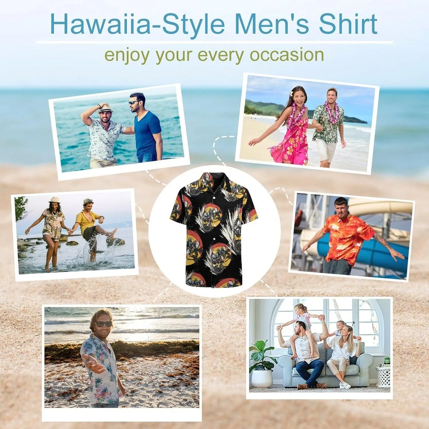 Dirt Bike Rider Motocross Men's Short Sleeve Shirts Casual Button Down Shirt Dress Tee Tops for Beach Work