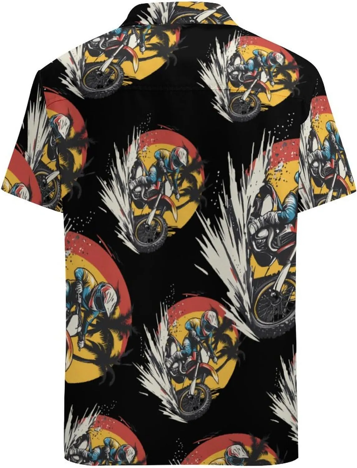 Dirt Bike Rider Motocross Men's Short Sleeve Shirts Casual Button Down Shirt Dress Tee Tops for Beach Work