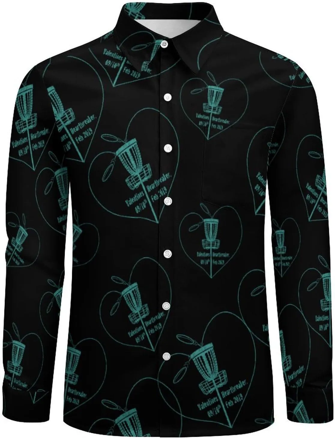 Disc Golf Icon Basket Fashion Mens Shirts Casual Button Down Dress Shirt Long Sleeve Hawaiian