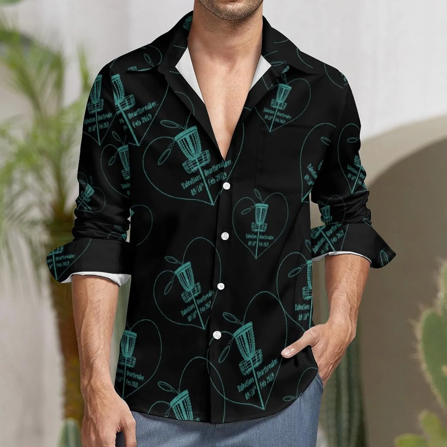 Disc Golf Icon Basket Fashion Mens Shirts Casual Button Down Dress Shirt Long Sleeve Hawaiian
