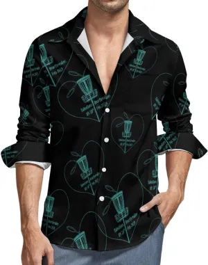 Disc Golf Icon Basket Fashion Mens Shirts Casual Button Down Dress Shirt Long Sleeve Hawaiian