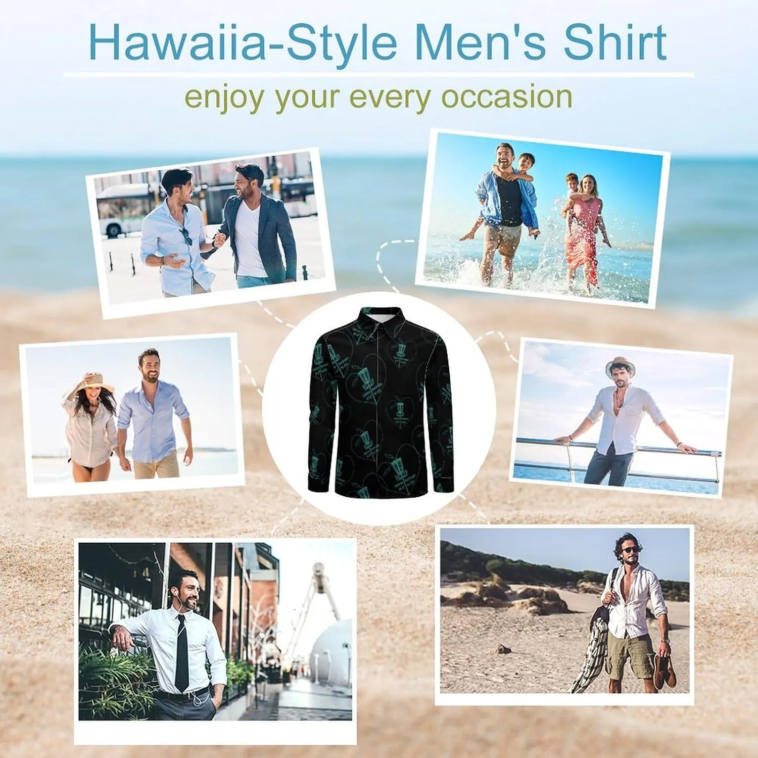 Disc Golf Icon Basket Fashion Mens Shirts Casual Button Down Dress Shirt Long Sleeve Hawaiian