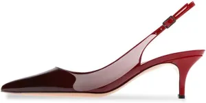 Divanne Slingback Pumps, Women's Pointed Toe Low Heel Sandals Slingback Strap Kitten Heel Pumps Evening Party Wedding Shoes