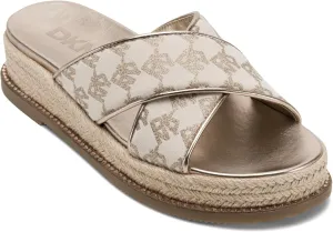 DKNY Women's Berris Criss Cross Espadrille Platform Sandal with Logo Flat