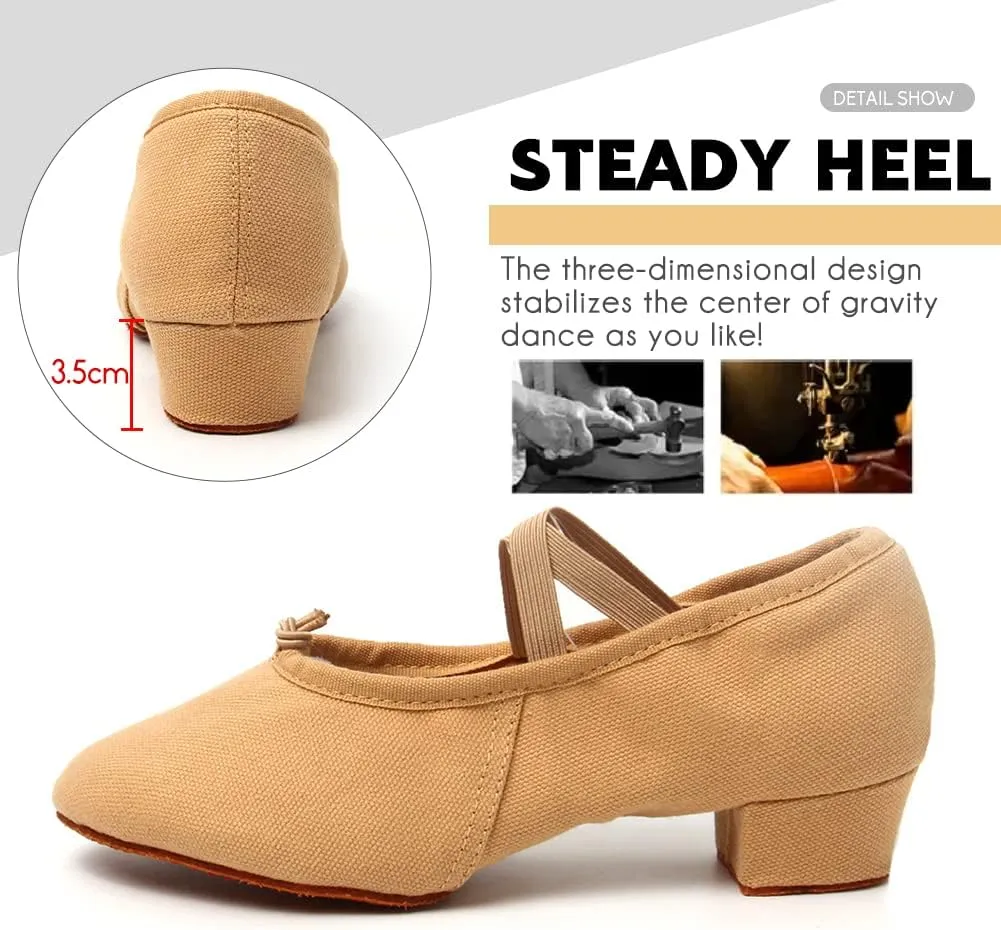 DKZSYIM Womens Latin Dance Shoes Close Toe Beginner Ballroom Dance Practice Shoes,Model 101