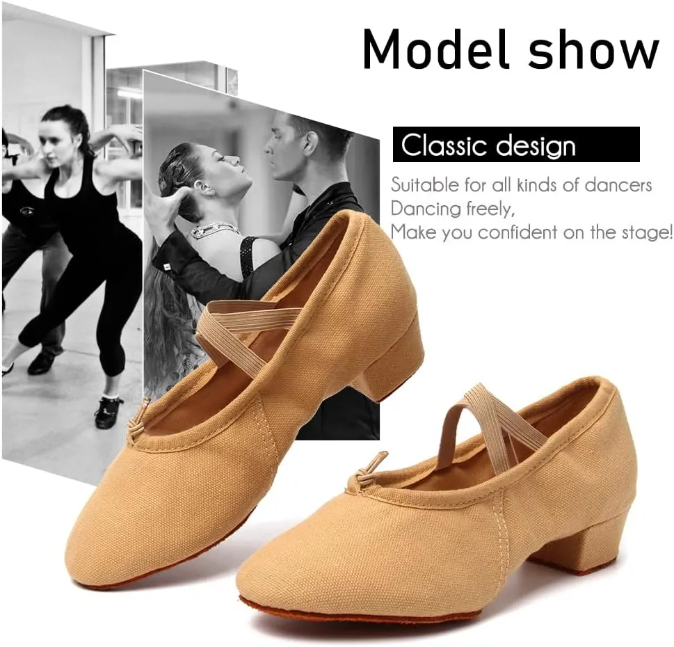 DKZSYIM Womens Latin Dance Shoes Close Toe Beginner Ballroom Dance Practice Shoes,Model 101