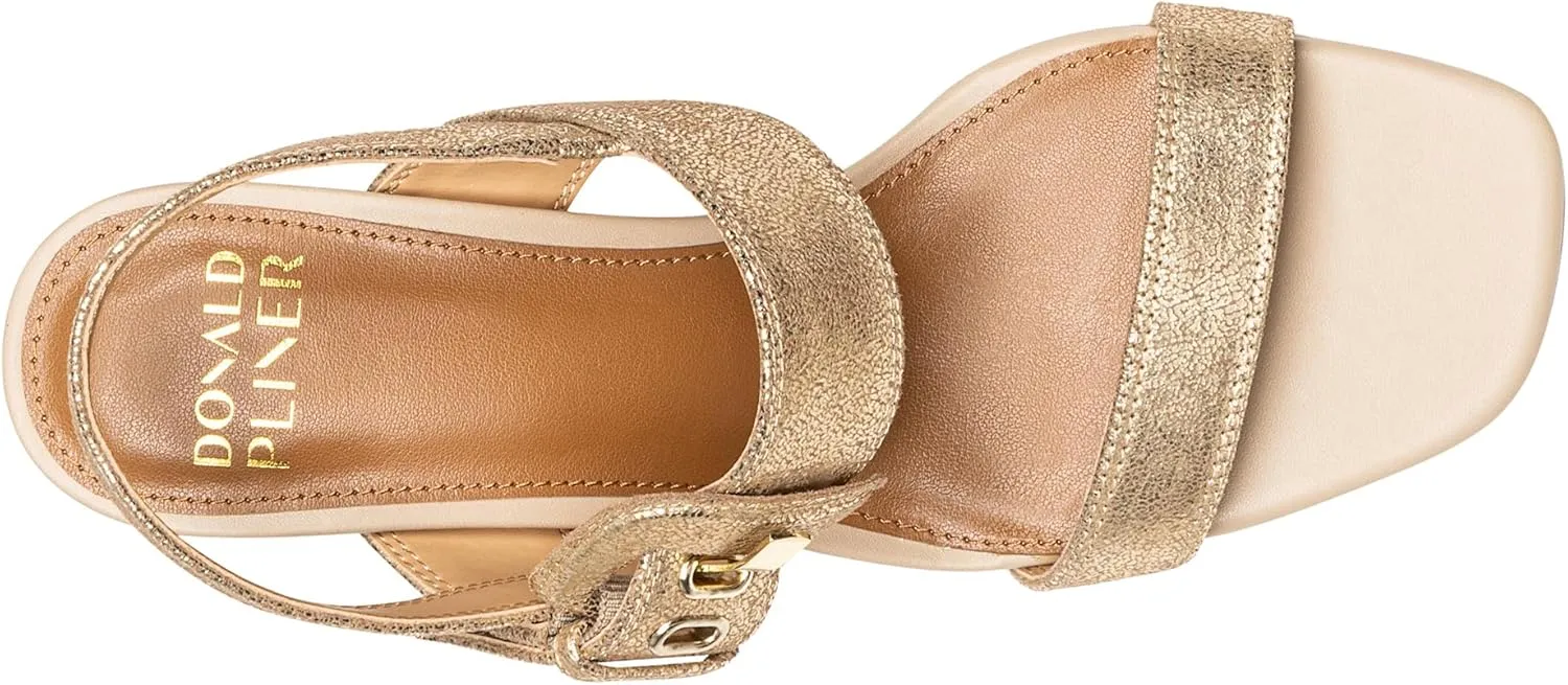 Donald Pliner Women's Keiran Soft Metallic Brush Off Heeled Sandal
