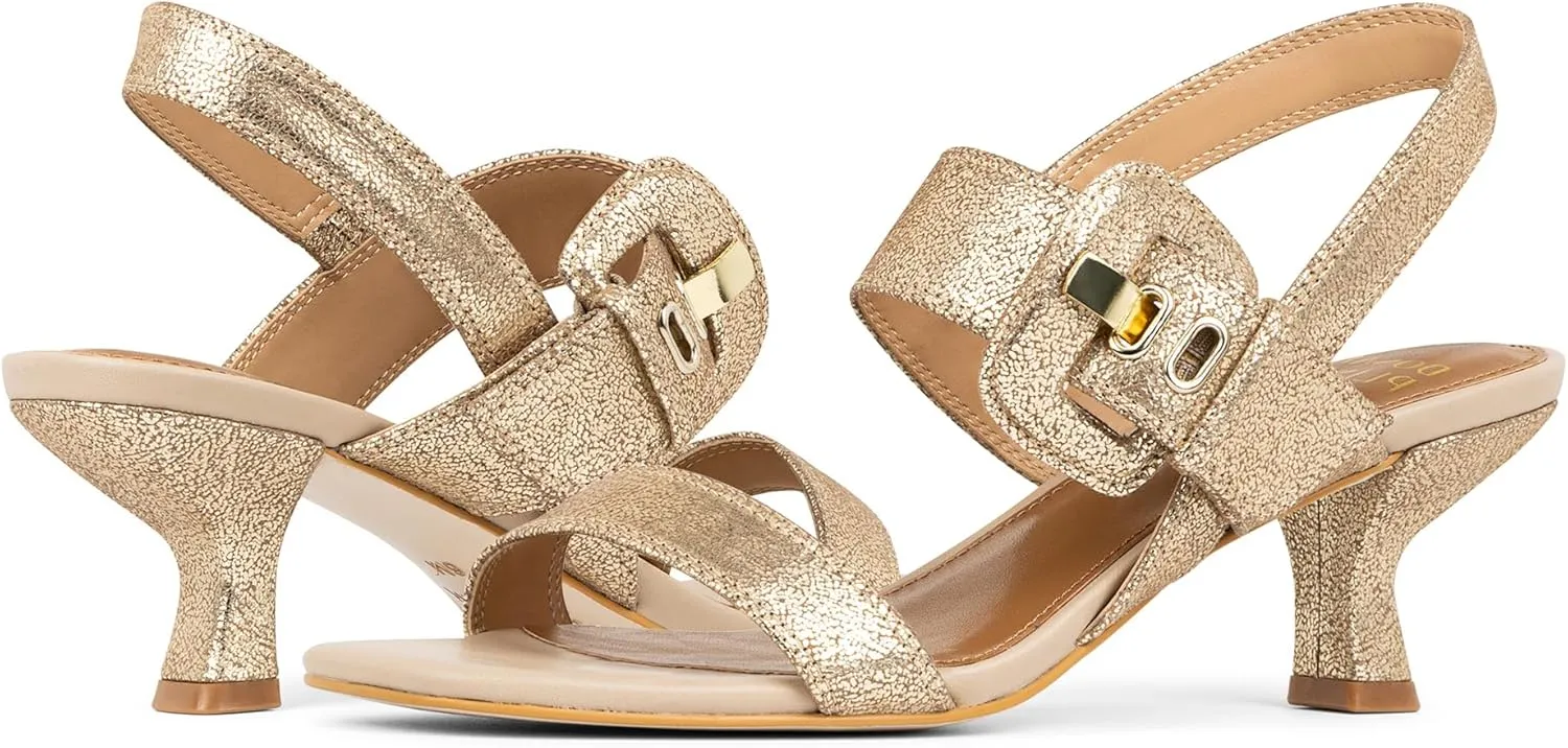 Donald Pliner Women's Keiran Soft Metallic Brush Off Heeled Sandal