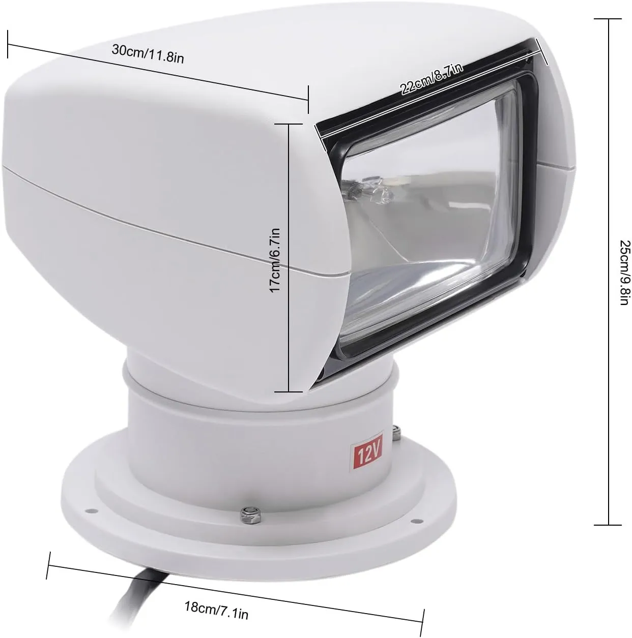DONSU Boat Spotlights, 100W Remote Control Spotlights for Boat Truck, Boat Search Lights Marine Boat Search Lights Marine 360° Rotate Halogen Searchlight Spotlight Searchlight 12V