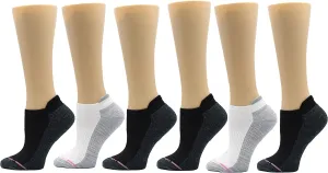 Dr. Motion Womens Low Cut Cushioned Breathable Compression Ankle Socks with Arch Support 6 Pairs
